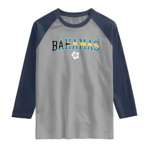 Bahamas Flag Raglan Shirt Caribbean Hibiscus Flower Beach Summer Vacation TS10 Sport Gray Navy Print Your Wear