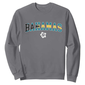 Bahamas Flag Sweatshirt Caribbean Hibiscus Flower Beach Summer Vacation TS10 Charcoal Print Your Wear