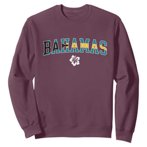 Bahamas Flag Sweatshirt Caribbean Hibiscus Flower Beach Summer Vacation TS10 Maroon Print Your Wear