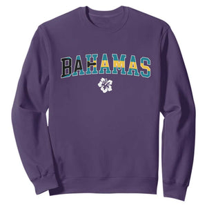Bahamas Flag Sweatshirt Caribbean Hibiscus Flower Beach Summer Vacation TS10 Purple Print Your Wear