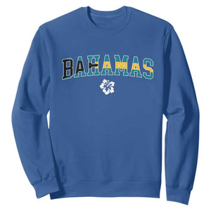 Bahamas Flag Sweatshirt Caribbean Hibiscus Flower Beach Summer Vacation TS10 Royal Blue Print Your Wear