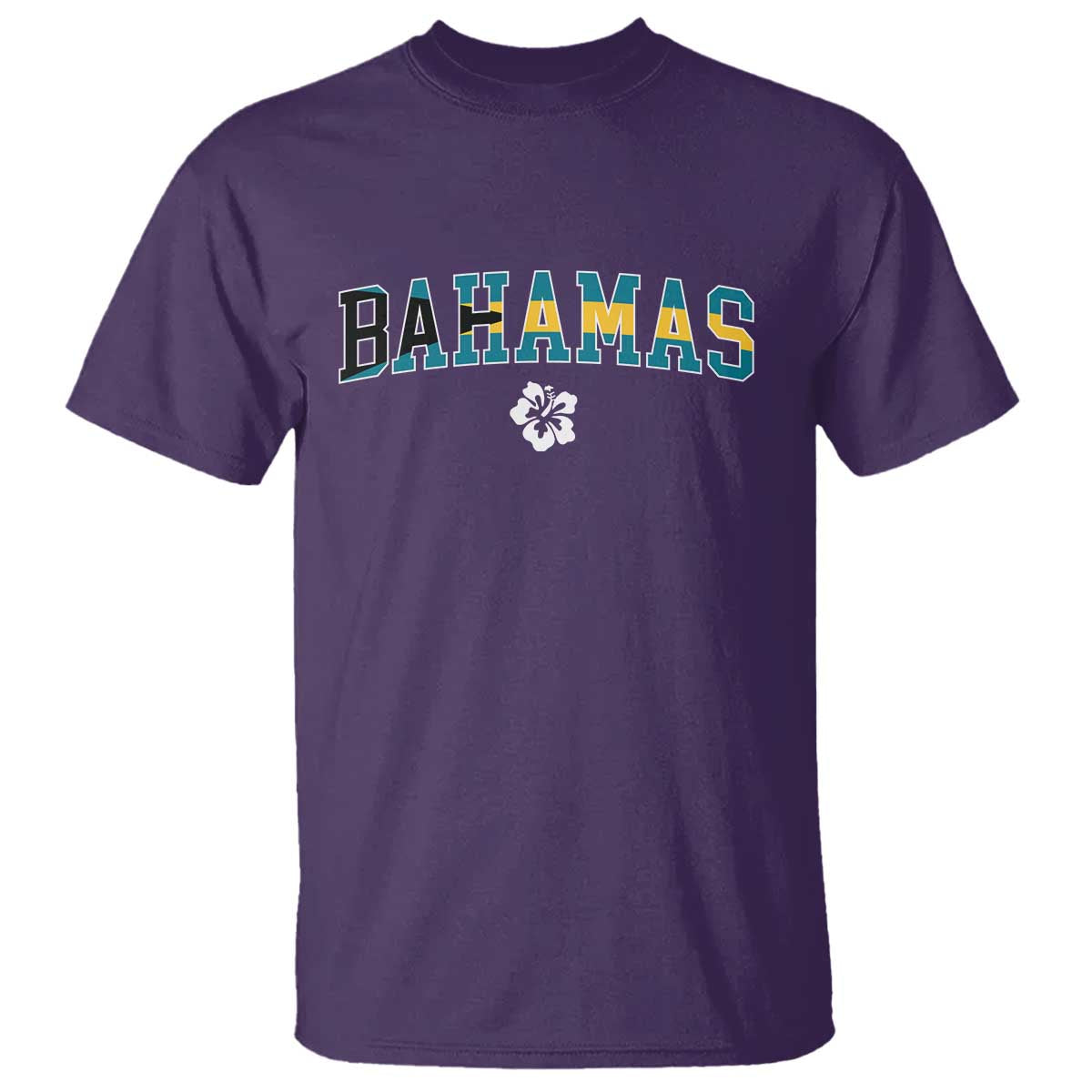Bahamas Flag T Shirt Caribbean Hibiscus Flower Beach Summer Vacation TS10 Purple Print Your Wear