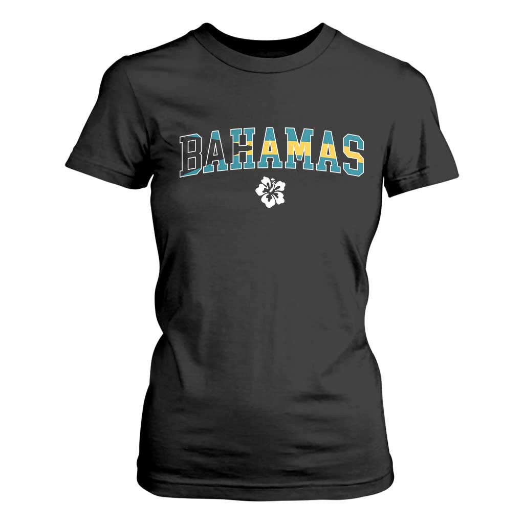 Bahamas Flag T Shirt For Women Caribbean Hibiscus Flower Beach Summer Vacation TS10 Black Print Your Wear