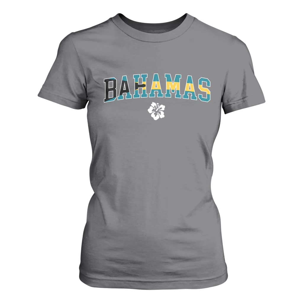 Bahamas Flag T Shirt For Women Caribbean Hibiscus Flower Beach Summer Vacation TS10 Charcoal Print Your Wear