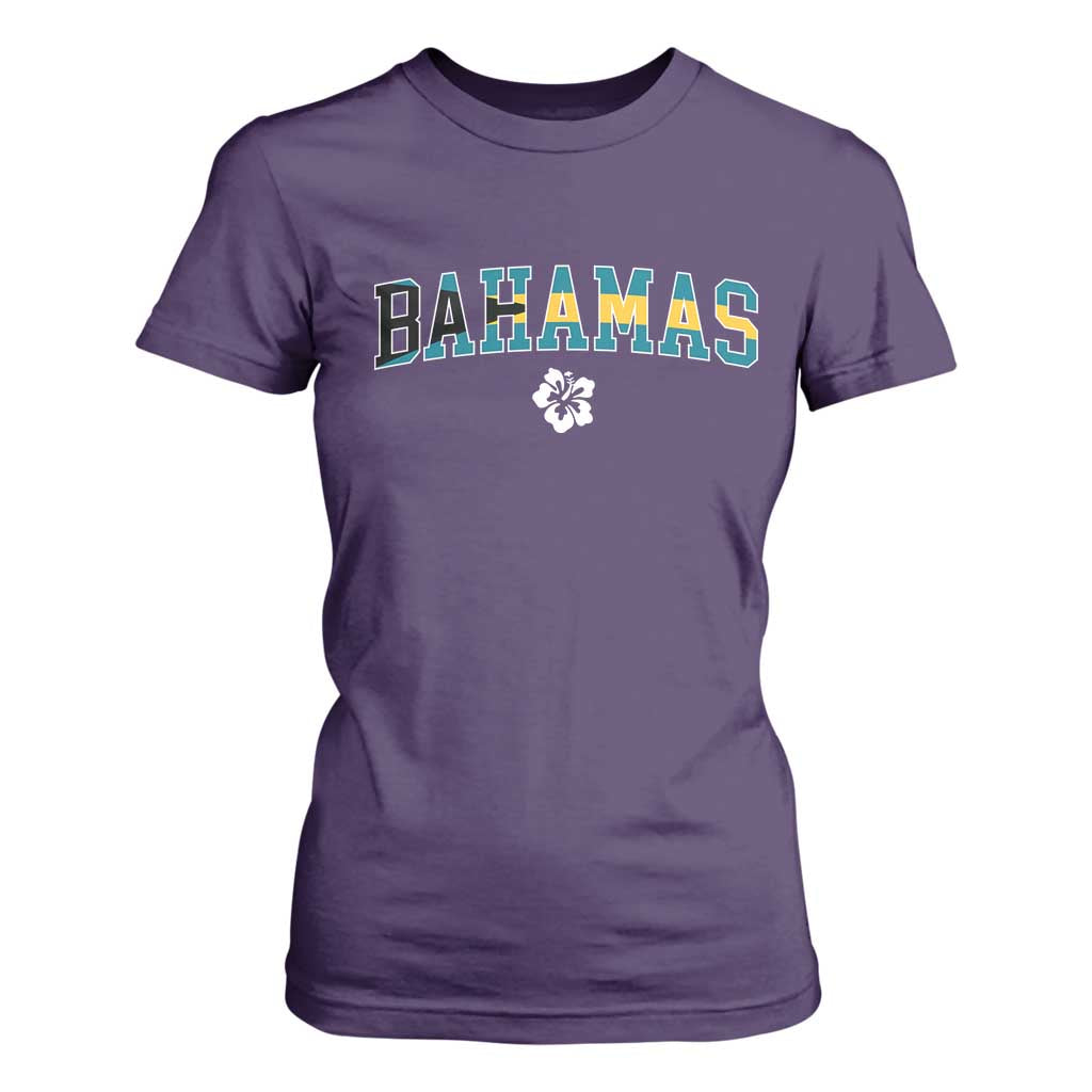 Bahamas Flag T Shirt For Women Caribbean Hibiscus Flower Beach Summer Vacation TS10 Purple Print Your Wear