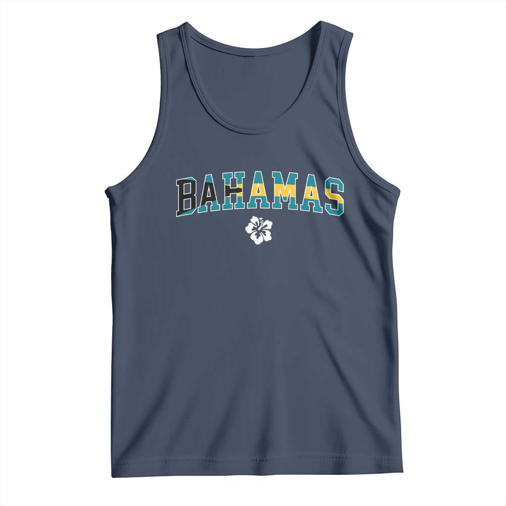 Bahamas Flag Tank Top Caribbean Hibiscus Flower Beach Summer Vacation TS10 Navy Print Your Wear