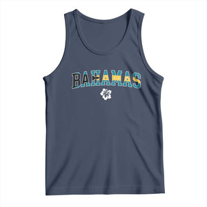 Bahamas Flag Tank Top Caribbean Hibiscus Flower Beach Summer Vacation TS10 Navy Print Your Wear