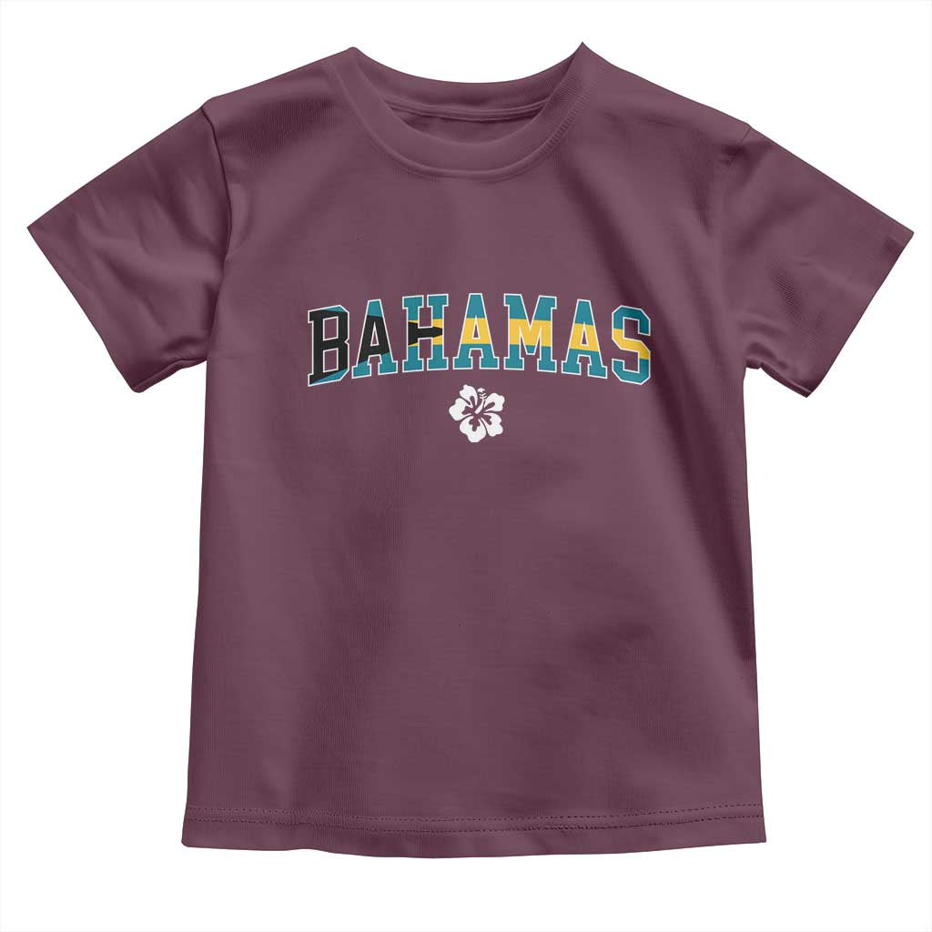 Bahamas Flag Toddler T Shirt Caribbean Hibiscus Flower Beach Summer Vacation TS10 Maroon Print Your Wear