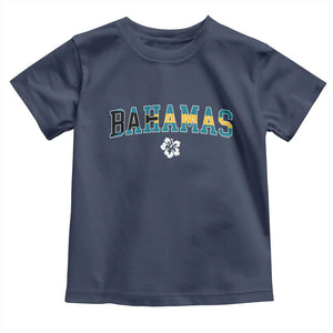 Bahamas Flag Toddler T Shirt Caribbean Hibiscus Flower Beach Summer Vacation TS10 Navy Print Your Wear