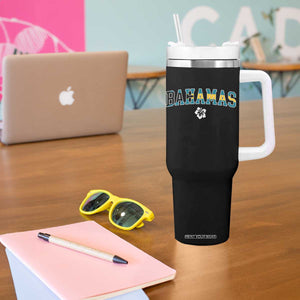 Bahamas Flag Tumbler With Handle Caribbean Hibiscus Flower Beach Summer Vacation TS10 Print Your Wear