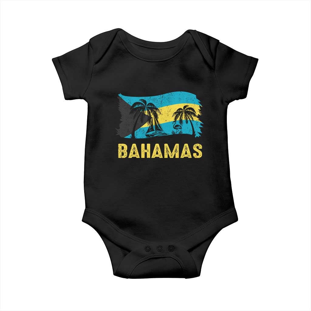Bahamas Flag Baby Onesie Tropical Island Palm Trees Bahamian Gifts TS10 Black Print Your Wear