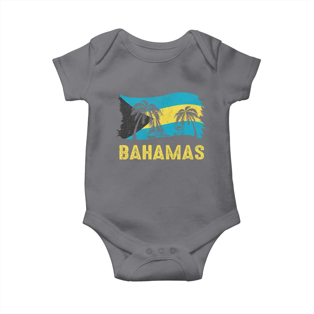 Bahamas Flag Baby Onesie Tropical Island Palm Trees Bahamian Gifts TS10 Charcoal Print Your Wear