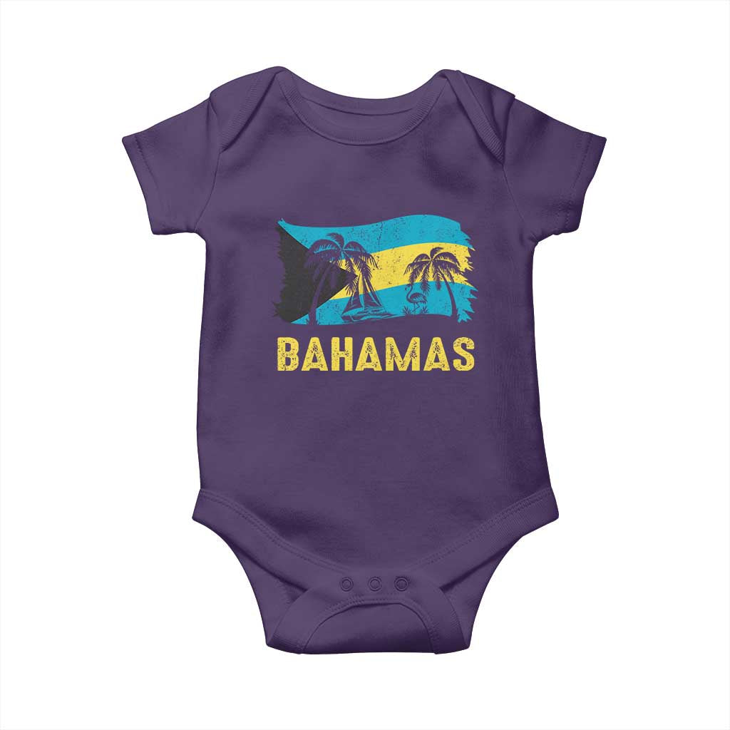 Bahamas Flag Baby Onesie Tropical Island Palm Trees Bahamian Gifts TS10 Purple Print Your Wear