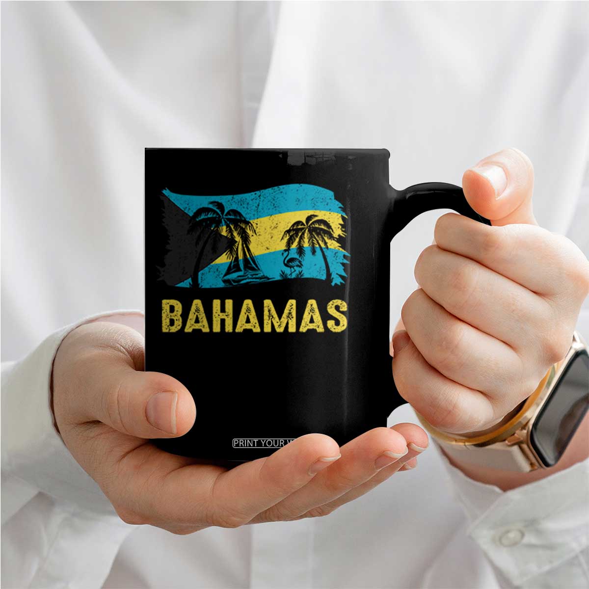 Bahamas Flag Coffee Mug Tropical Island Palm Trees Bahamian Gifts TS10 Print Your Wear