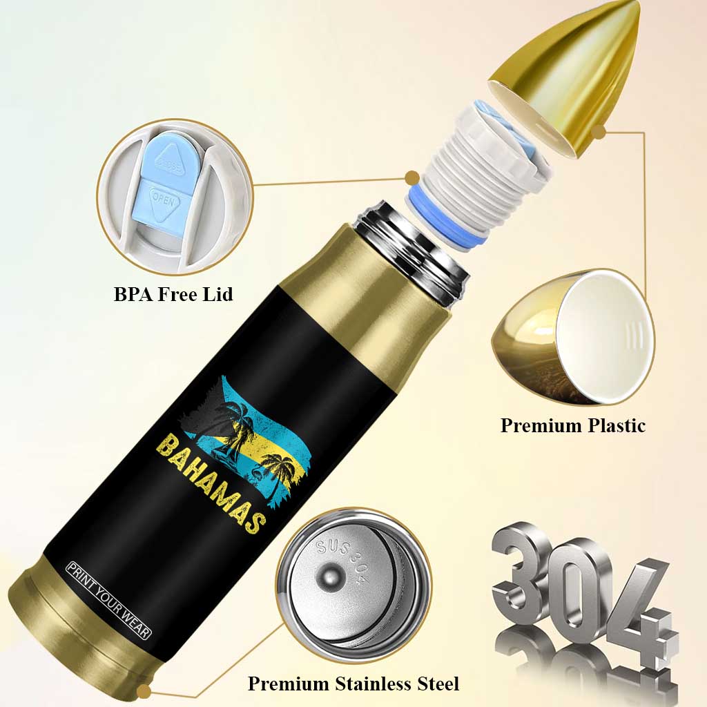 Bahamas Flag Bullet Tumbler Tropical Island Palm Trees Bahamian Gifts TS10 Print Your Wear