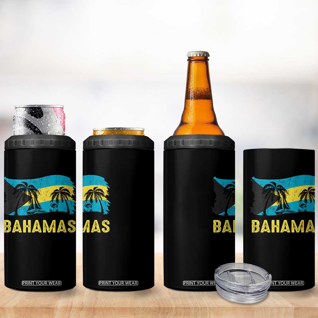 Bahamas Flag 4 in 1 Can Cooler Tumbler Tropical Island Palm Trees Bahamian Gifts TS10 Print Your Wear