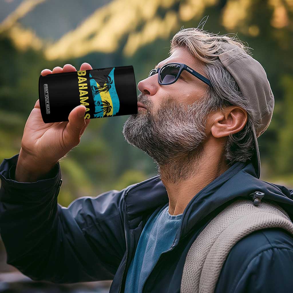 Bahamas Flag 4 in 1 Can Cooler Tumbler Tropical Island Palm Trees Bahamian Gifts TS10 Print Your Wear