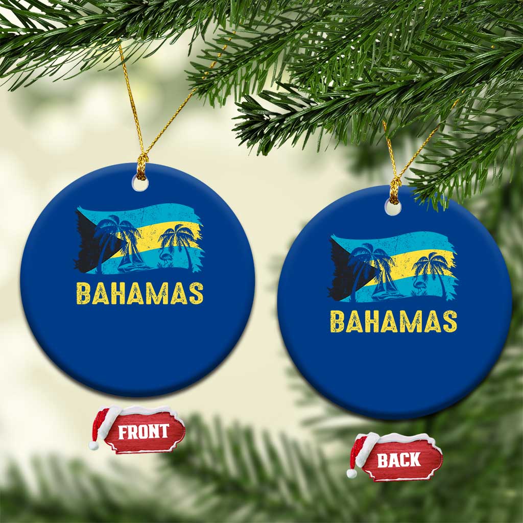 Bahamas Flag Ceramic Ornament Tropical Island Palm Trees Bahamian Gifts TS10 1pc Blue Print Your Wear