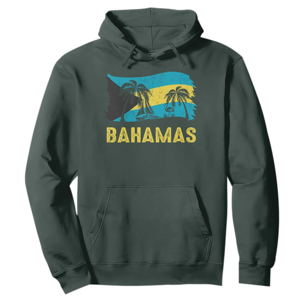 Bahamas Flag Hoodie Tropical Island Palm Trees Bahamian Gifts TS10 Dark Forest Green Print Your Wear