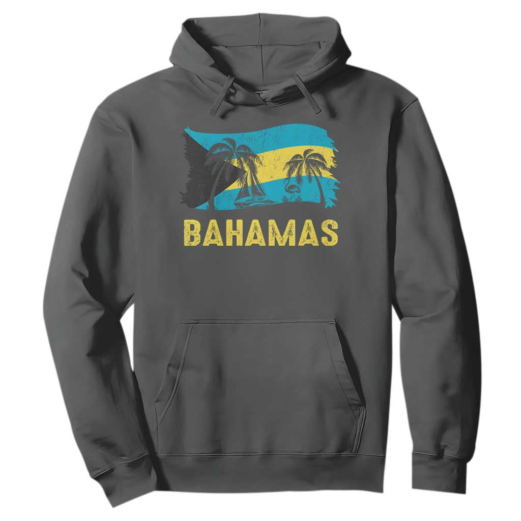 Bahamas Flag Hoodie Tropical Island Palm Trees Bahamian Gifts TS10 Dark Heather Print Your Wear