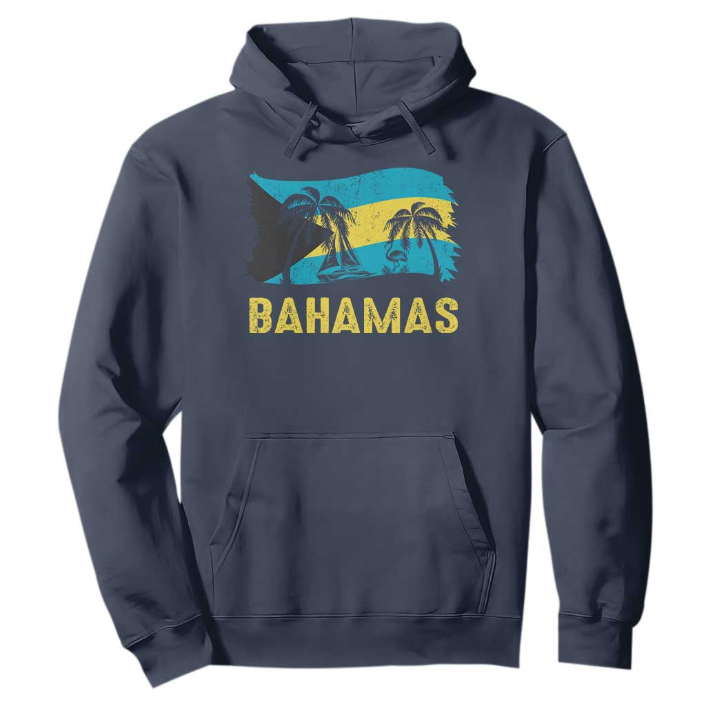 Bahamas Flag Hoodie Tropical Island Palm Trees Bahamian Gifts TS10 Navy Print Your Wear