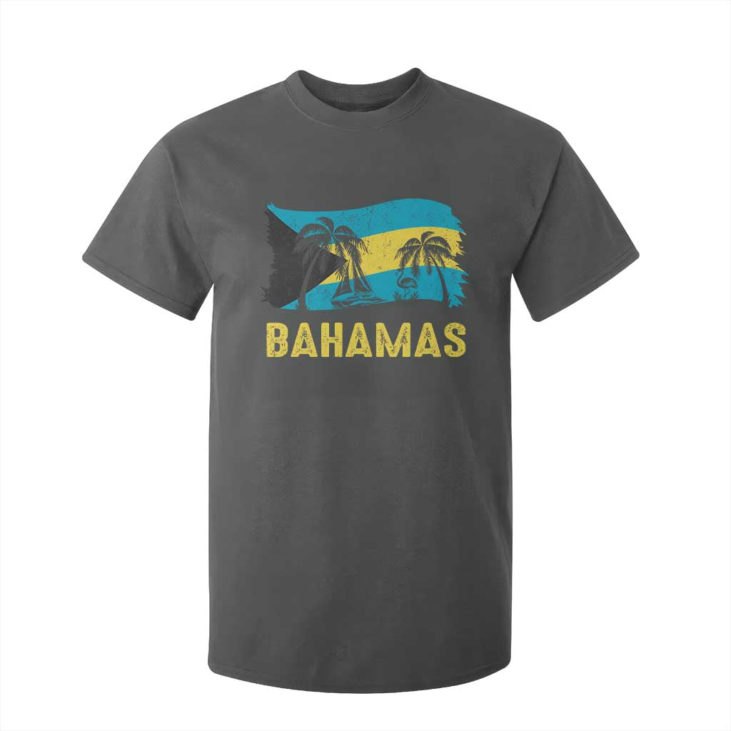 Bahamas Flag T Shirt For Kid Tropical Island Palm Trees Bahamian Gifts TS10 Dark Heather Print Your Wear