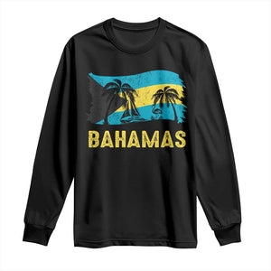Bahamas Flag Long Sleeve Shirt Tropical Island Palm Trees Bahamian Gifts TS10 Black Print Your Wear