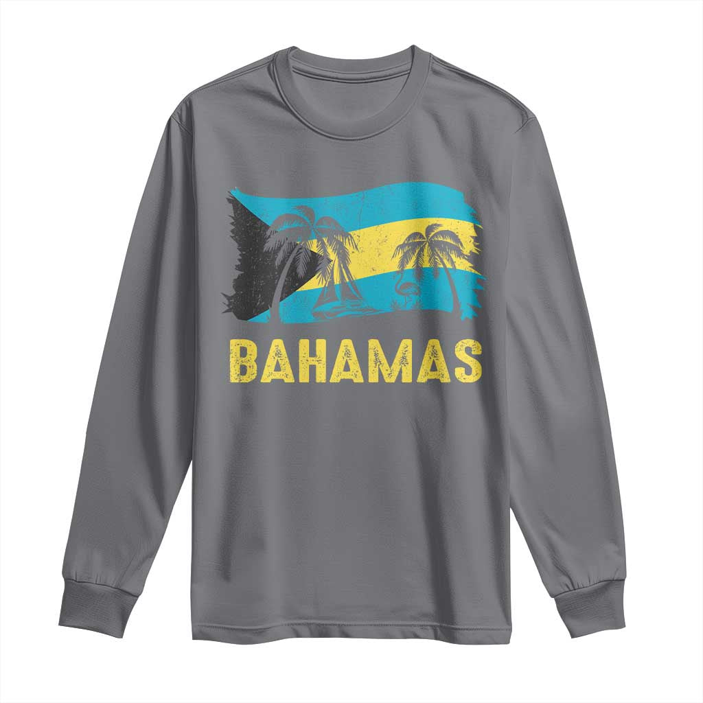 Bahamas Flag Long Sleeve Shirt Tropical Island Palm Trees Bahamian Gifts TS10 Charcoal Print Your Wear