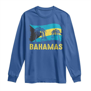 Bahamas Flag Long Sleeve Shirt Tropical Island Palm Trees Bahamian Gifts TS10 Royal Blue Print Your Wear