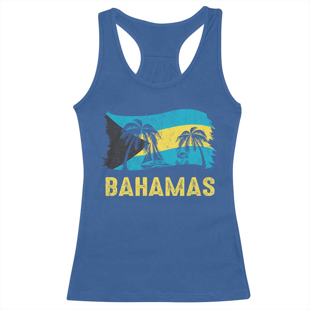 Bahamas Flag Racerback Tank Top Tropical Island Palm Trees Bahamian Gifts TS10 Royal Blue Print Your Wear