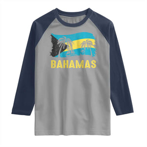 Bahamas Flag Raglan Shirt Tropical Island Palm Trees Bahamian Gifts TS10 Sport Gray Navy Print Your Wear