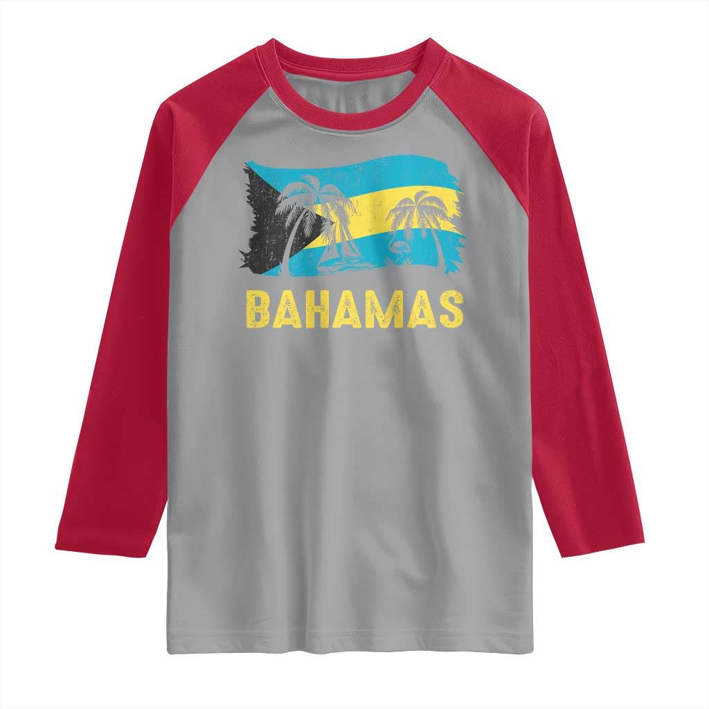 Bahamas Flag Raglan Shirt Tropical Island Palm Trees Bahamian Gifts TS10 Sport Gray Red Print Your Wear
