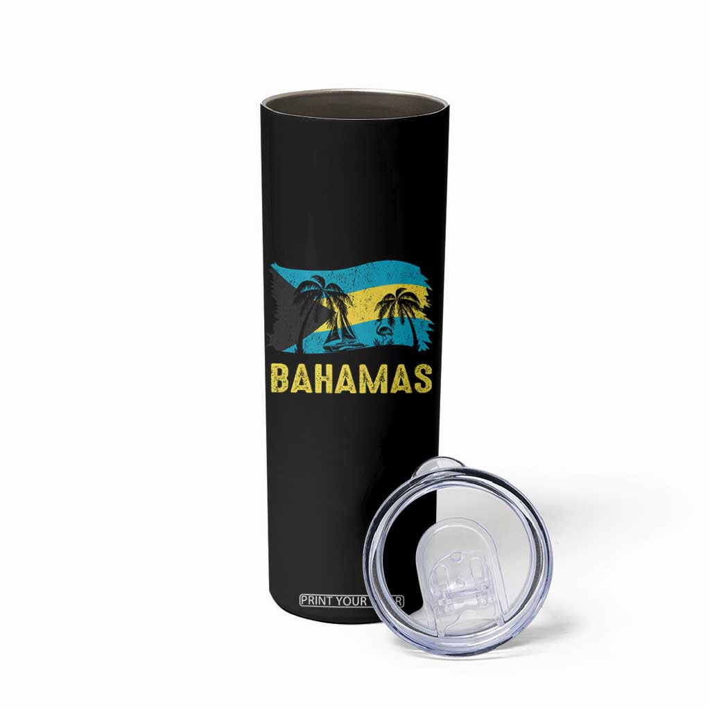 Bahamas Flag Skinny Tumbler Tropical Island Palm Trees Bahamian Gifts TS10 Print Your Wear