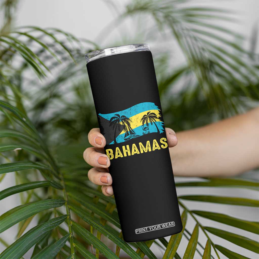 Bahamas Flag Skinny Tumbler Tropical Island Palm Trees Bahamian Gifts TS10 Print Your Wear