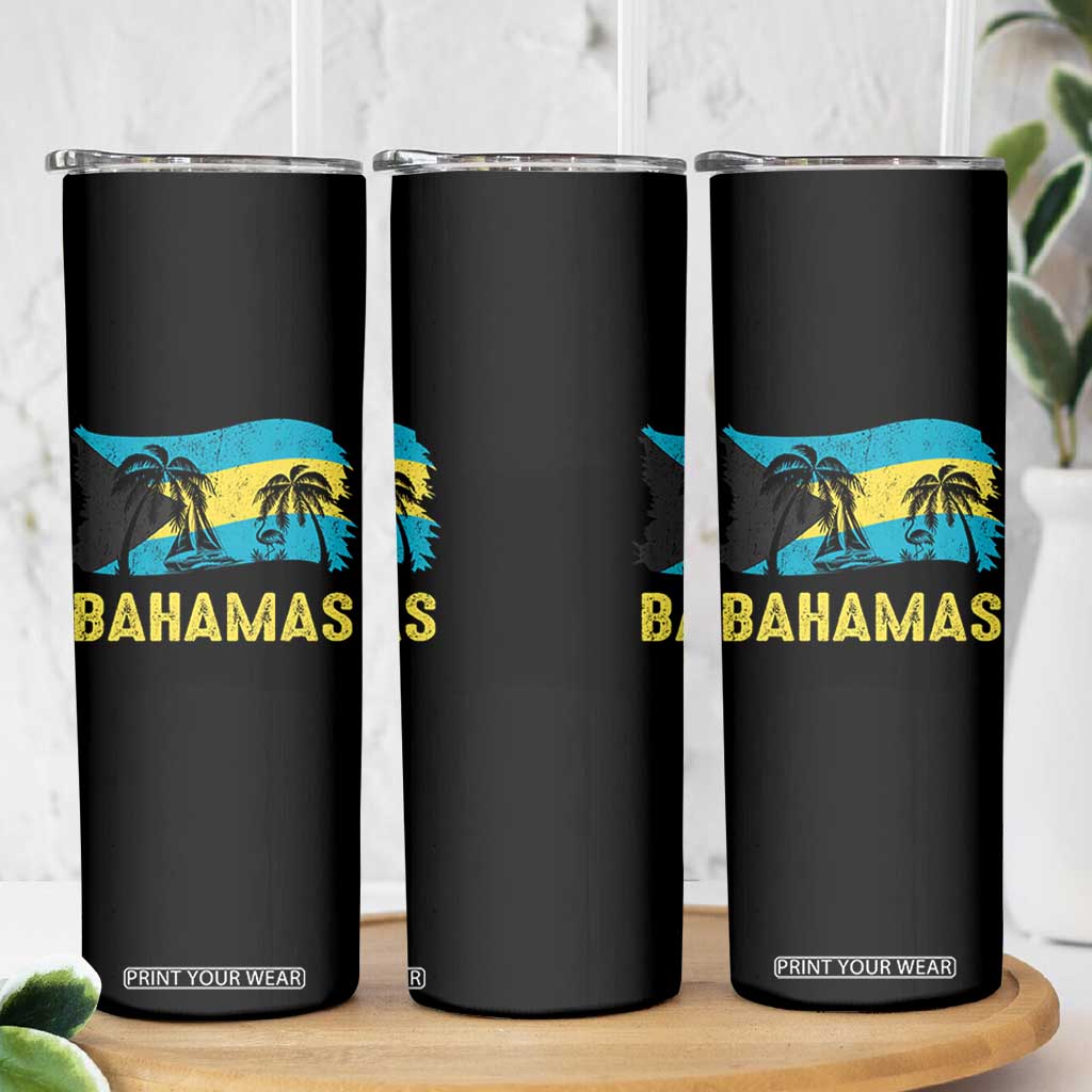 Bahamas Flag Skinny Tumbler Tropical Island Palm Trees Bahamian Gifts TS10 Print Your Wear
