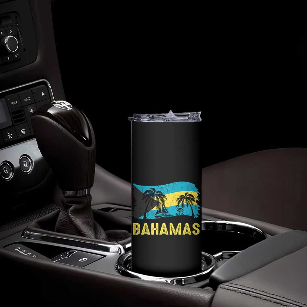 Bahamas Flag Skinny Tumbler Tropical Island Palm Trees Bahamian Gifts TS10 Print Your Wear