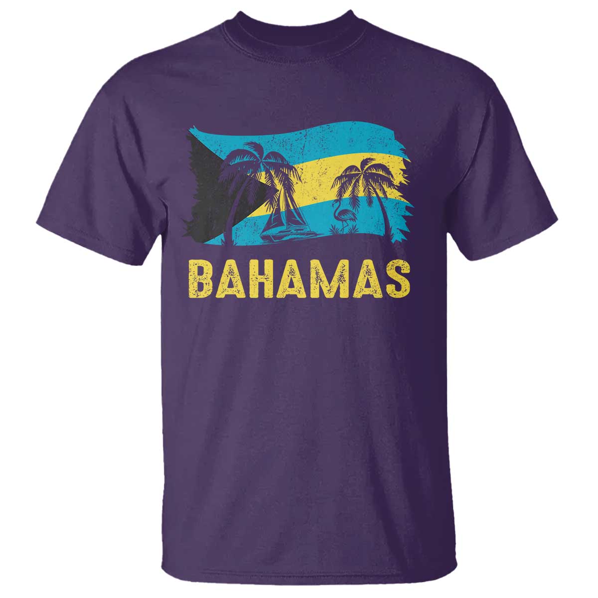 Bahamas Flag T Shirt Tropical Island Palm Trees Bahamian Gifts TS10 Purple Print Your Wear