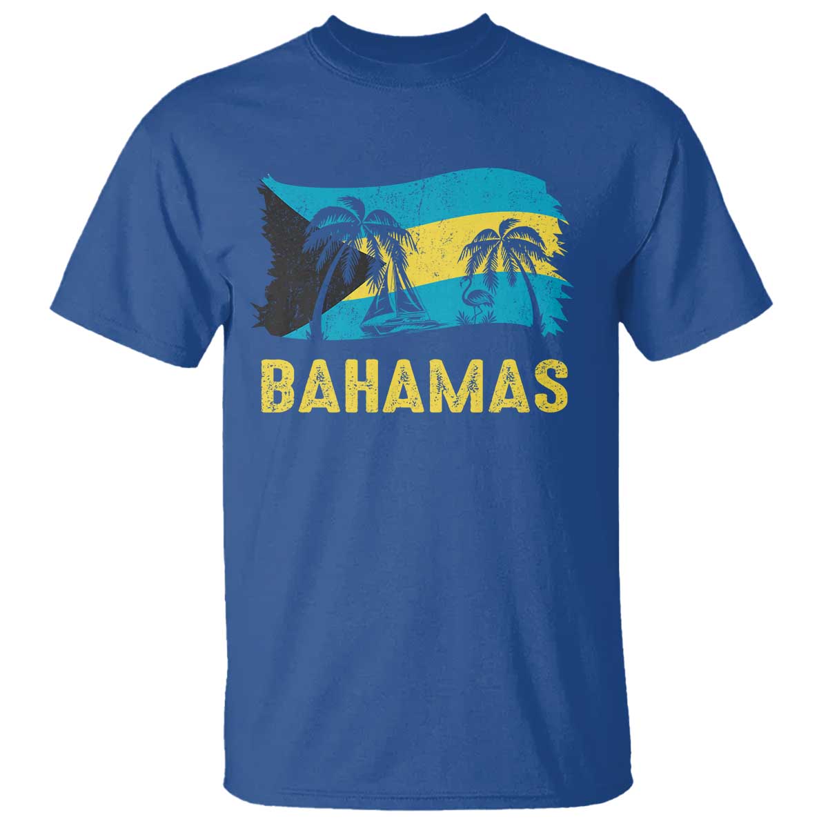 Bahamas Flag T Shirt Tropical Island Palm Trees Bahamian Gifts TS10 Royal Blue Print Your Wear