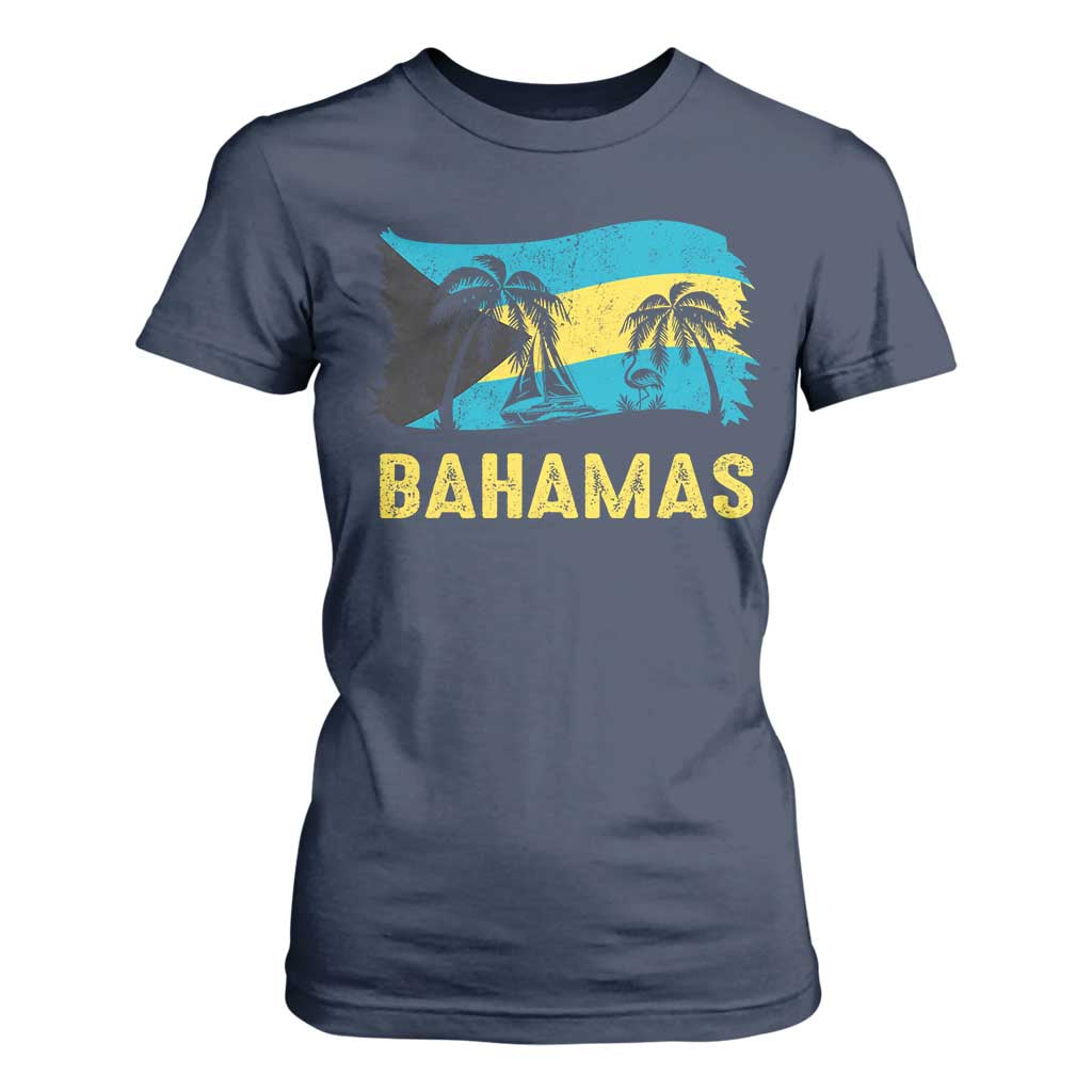 Bahamas Flag T Shirt For Women Tropical Island Palm Trees Bahamian Gifts TS10 Navy Print Your Wear