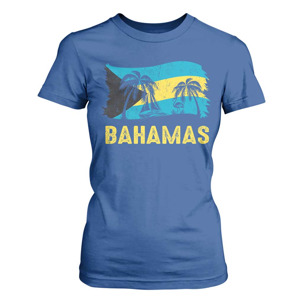 Bahamas Flag T Shirt For Women Tropical Island Palm Trees Bahamian Gifts TS10 Royal Blue Print Your Wear