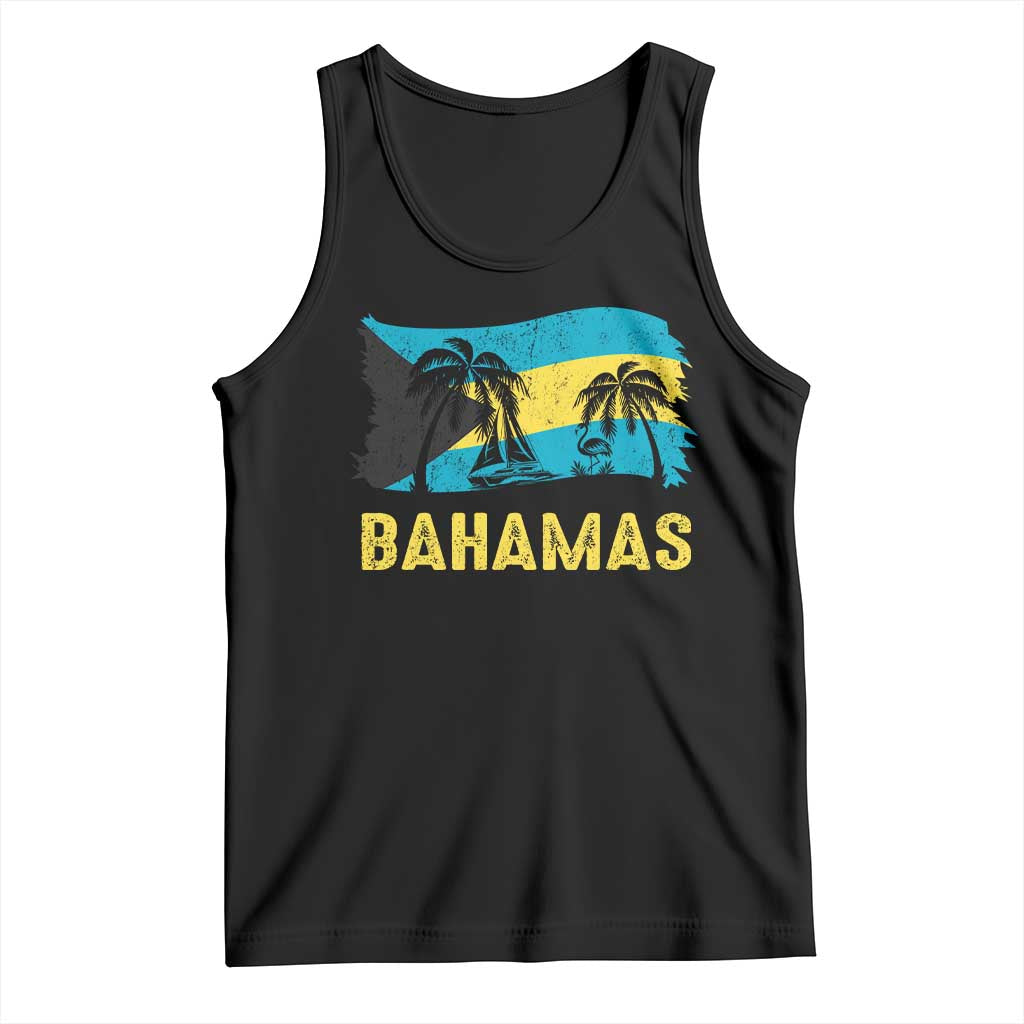 Bahamas Flag Tank Top Tropical Island Palm Trees Bahamian Gifts TS10 Black Print Your Wear