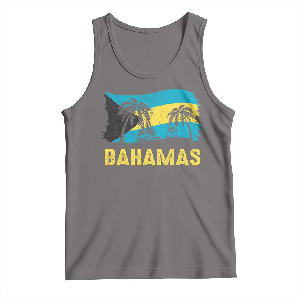Bahamas Flag Tank Top Tropical Island Palm Trees Bahamian Gifts TS10 Deep Heather Print Your Wear