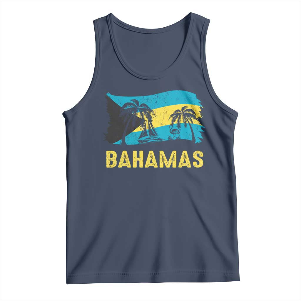 Bahamas Flag Tank Top Tropical Island Palm Trees Bahamian Gifts TS10 Navy Print Your Wear