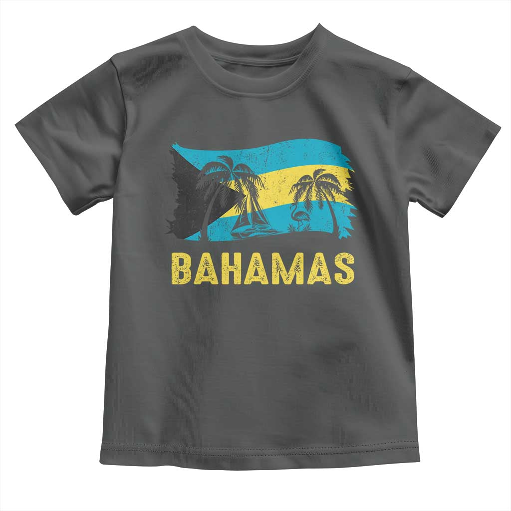 Bahamas Flag Toddler T Shirt Tropical Island Palm Trees Bahamian Gifts TS10 Dark Heather Print Your Wear