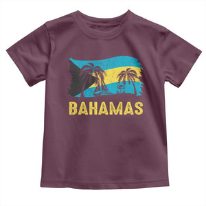 Bahamas Flag Toddler T Shirt Tropical Island Palm Trees Bahamian Gifts TS10 Maroon Print Your Wear