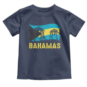 Bahamas Flag Toddler T Shirt Tropical Island Palm Trees Bahamian Gifts TS10 Navy Print Your Wear