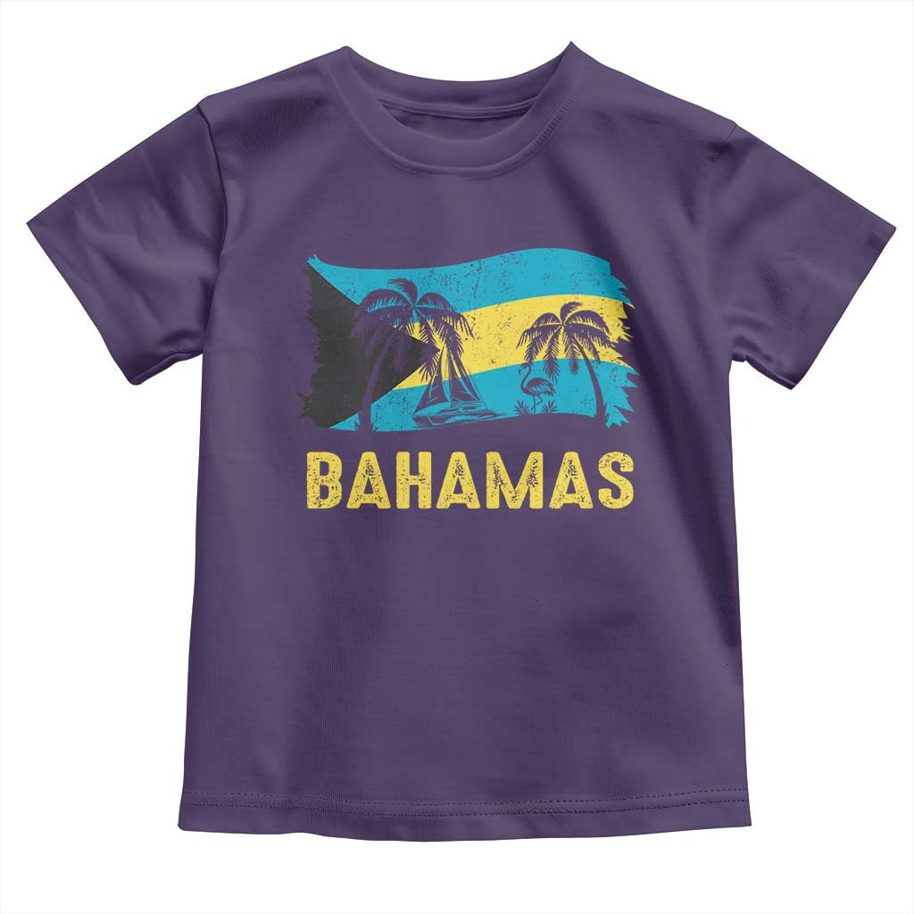 Bahamas Flag Toddler T Shirt Tropical Island Palm Trees Bahamian Gifts TS10 Purple Print Your Wear