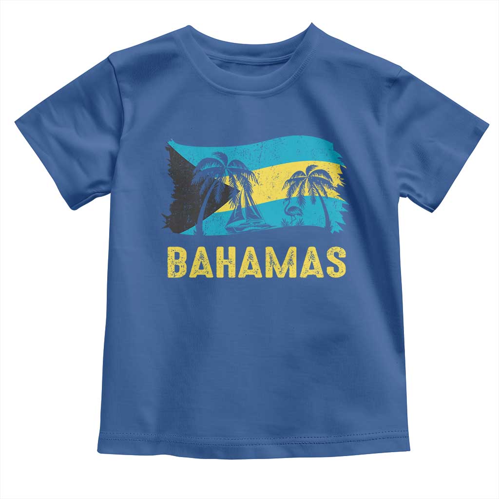 Bahamas Flag Toddler T Shirt Tropical Island Palm Trees Bahamian Gifts TS10 Royal Blue Print Your Wear