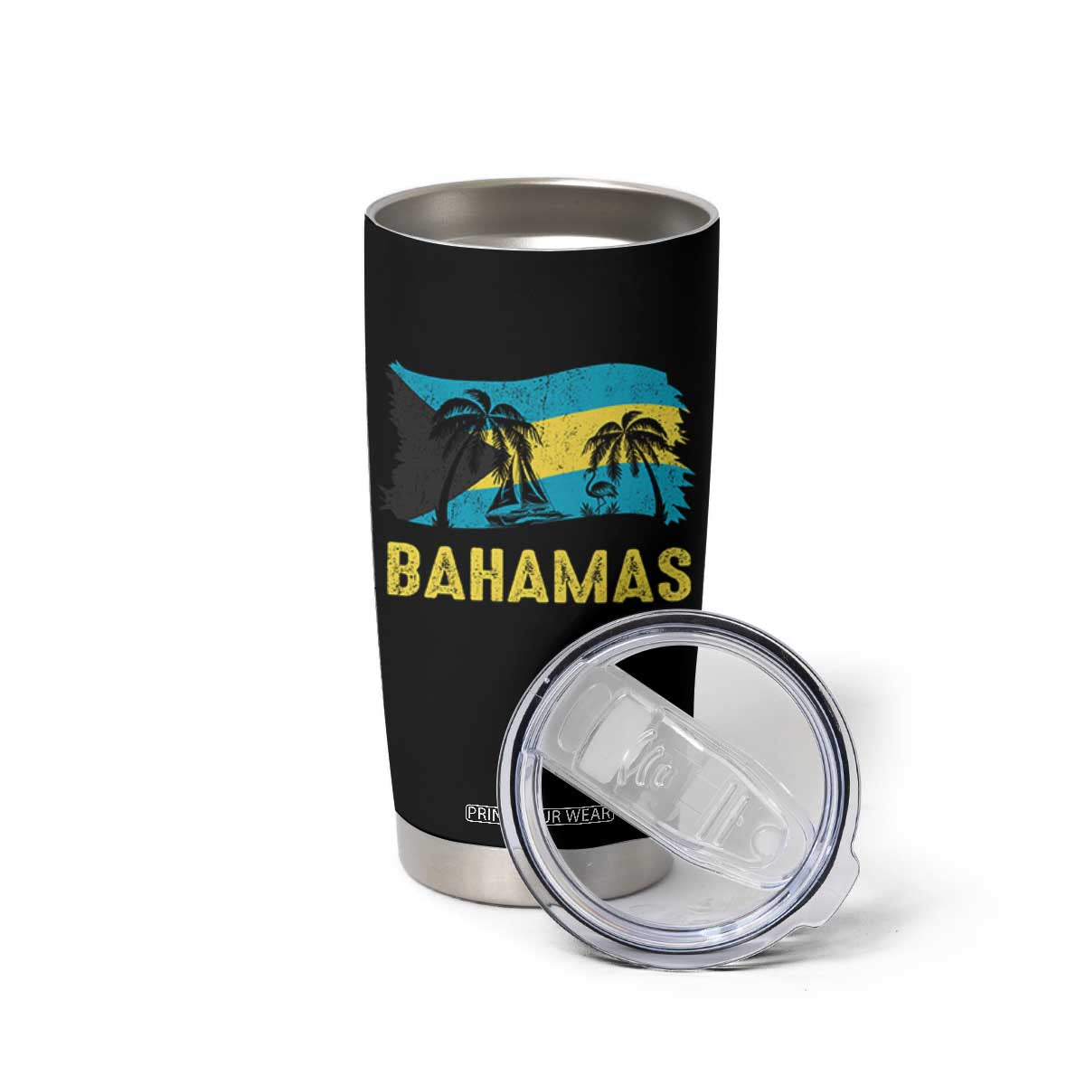 Bahamas Flag Tumbler Cup Tropical Island Palm Trees Bahamian Gifts TS10 Print Your Wear