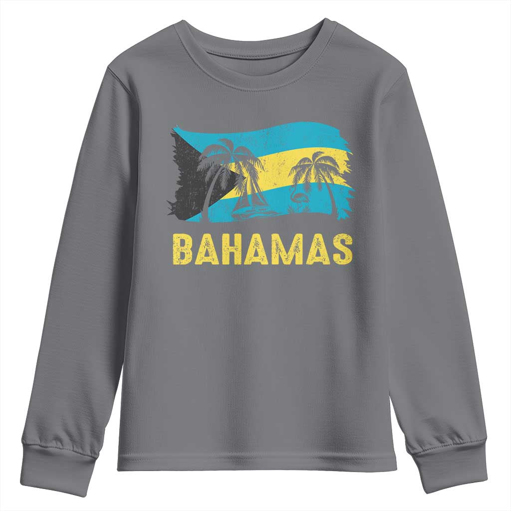 Bahamas Flag Youth Sweatshirt Tropical Island Palm Trees Bahamian Gifts TS10 Charcoal Print Your Wear